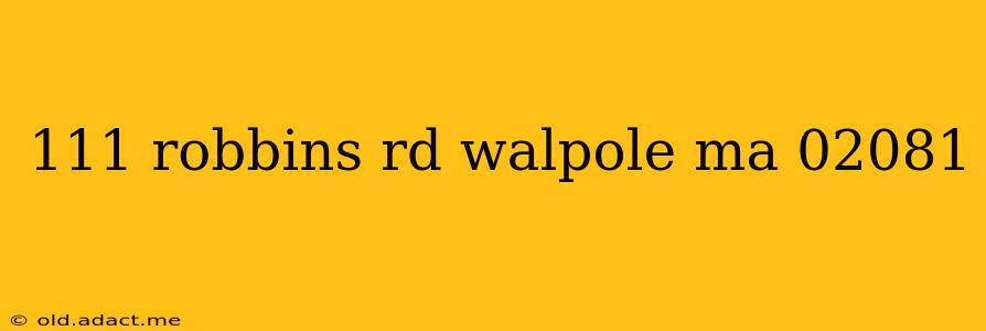 111 robbins rd walpole ma 02081