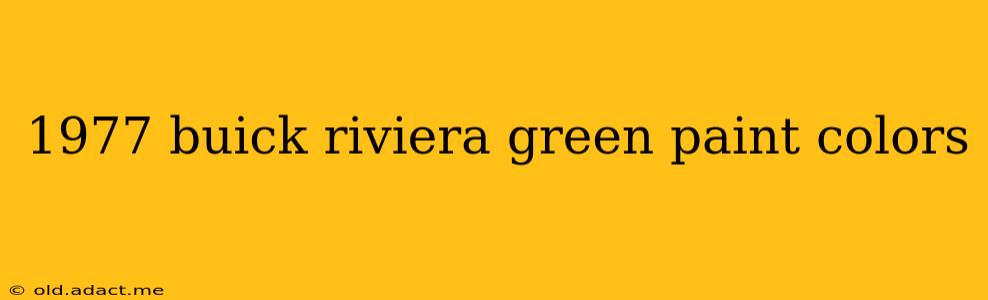 1977 buick riviera green paint colors