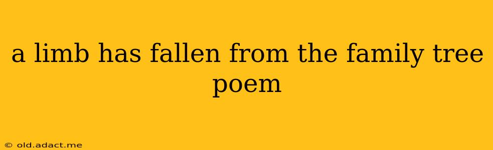 a limb has fallen from the family tree poem