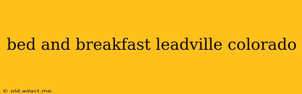 bed and breakfast leadville colorado