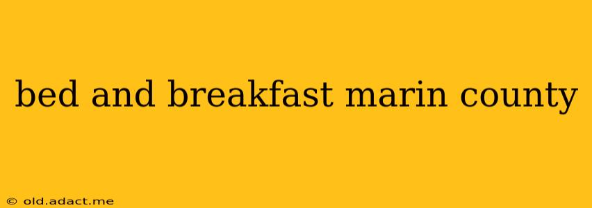 bed and breakfast marin county