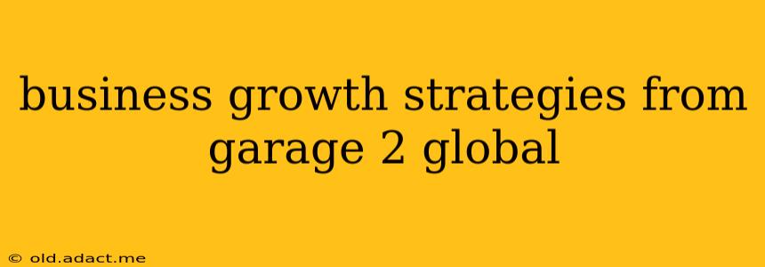 business growth strategies from garage 2 global