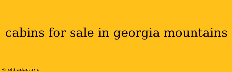 cabins for sale in georgia mountains
