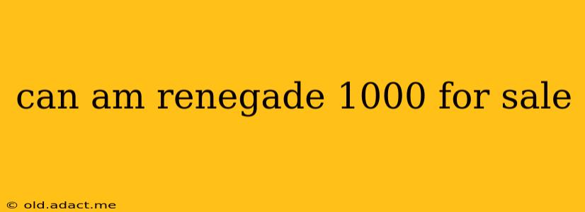 can am renegade 1000 for sale