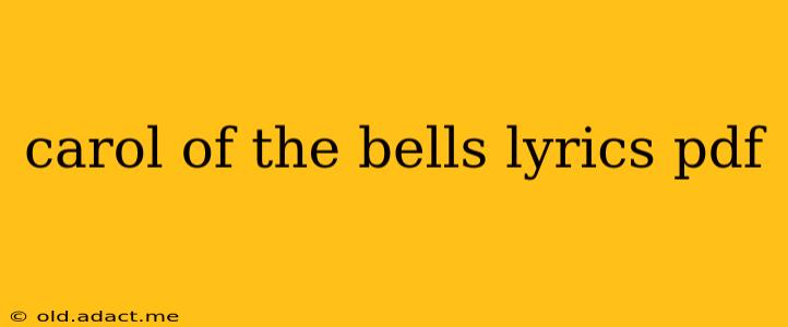 carol of the bells lyrics pdf