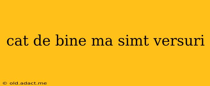 cat de bine ma simt versuri