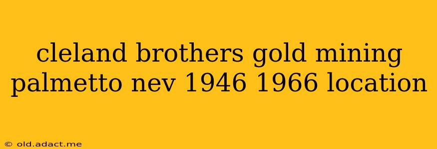 cleland brothers gold mining palmetto nev 1946 1966 location