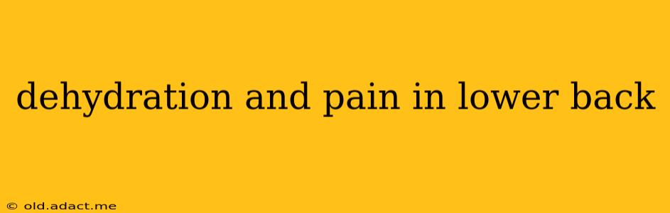 dehydration and pain in lower back