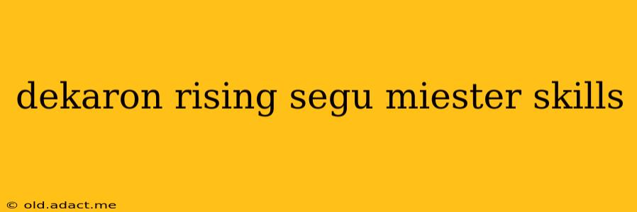 dekaron rising segu miester skills