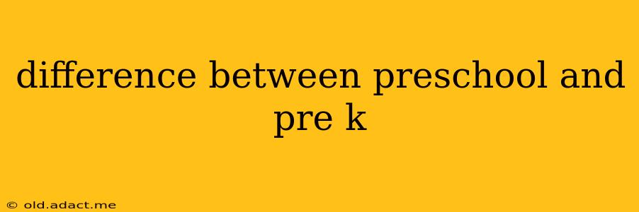 difference between preschool and pre k