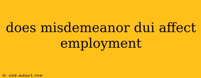 does misdemeanor dui affect employment
