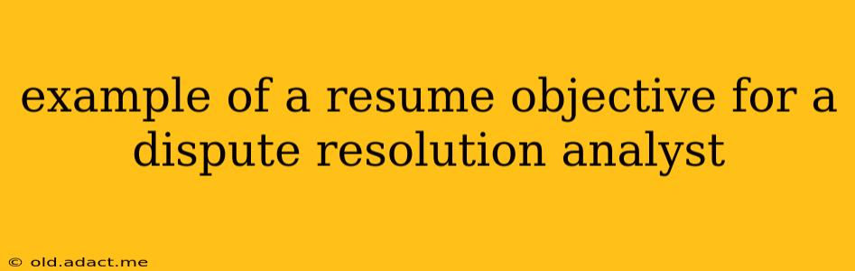 example of a resume objective for a dispute resolution analyst