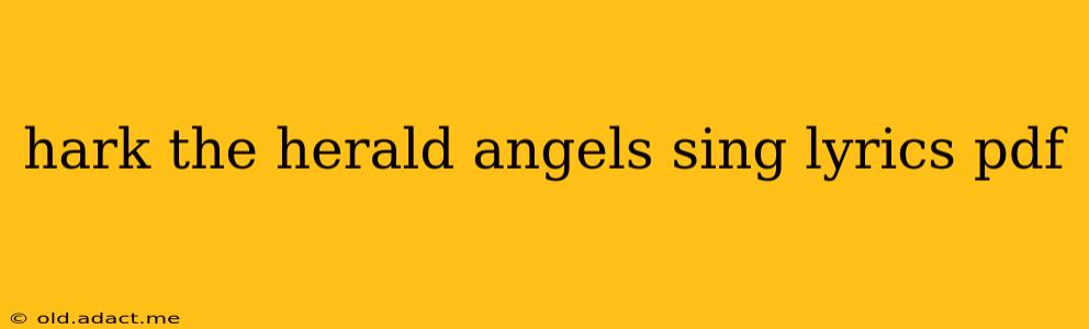 hark the herald angels sing lyrics pdf