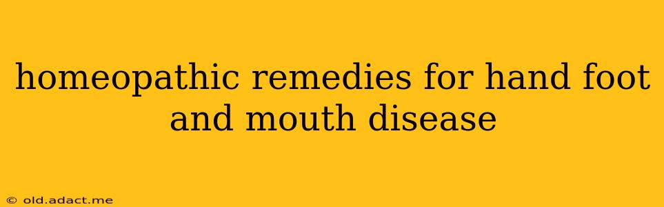 homeopathic remedies for hand foot and mouth disease