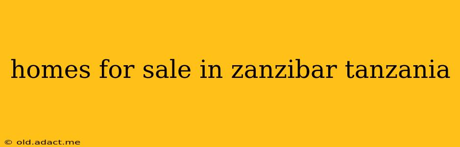 homes for sale in zanzibar tanzania