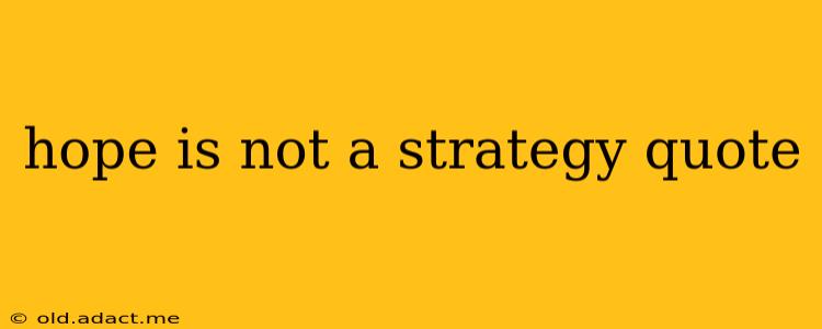 hope is not a strategy quote