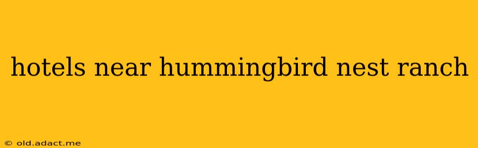 hotels near hummingbird nest ranch