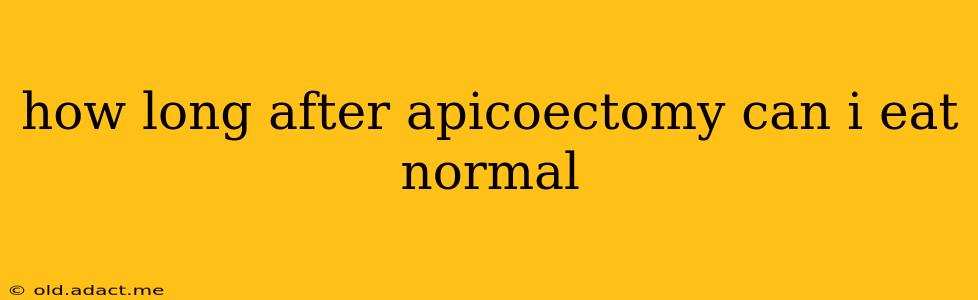 how long after apicoectomy can i eat normal