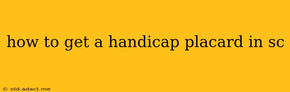 how to get a handicap placard in sc