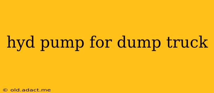 hyd pump for dump truck