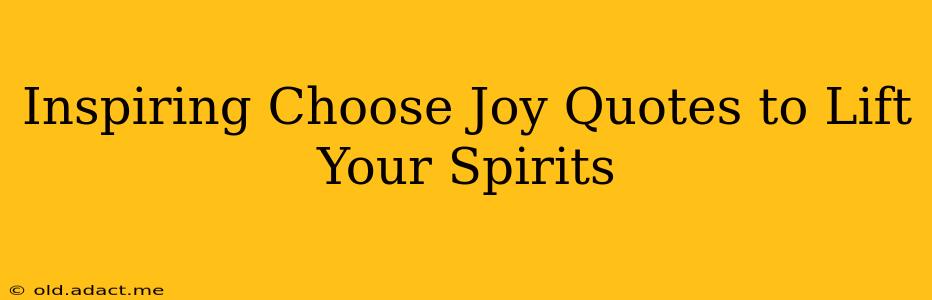 Inspiring Choose Joy Quotes to Lift Your Spirits