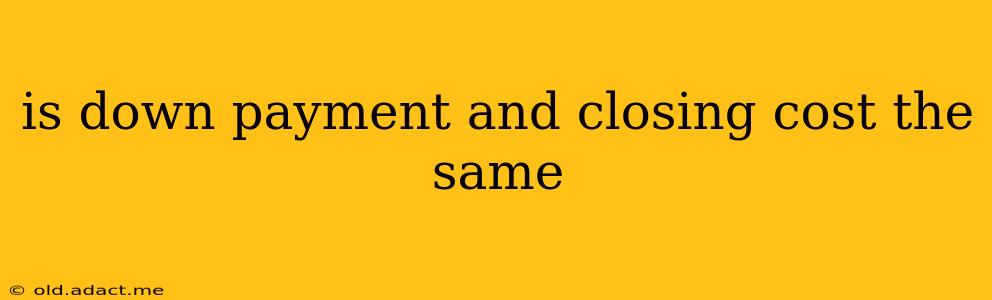 is down payment and closing cost the same