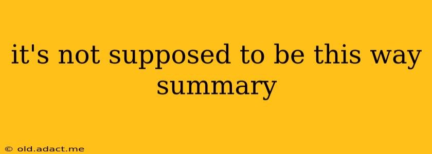 it's not supposed to be this way summary