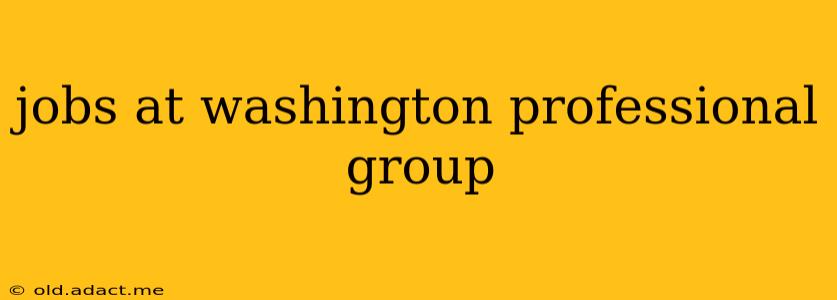 jobs at washington professional group