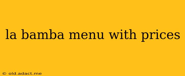 la bamba menu with prices