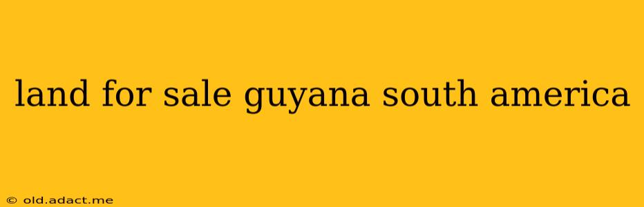land for sale guyana south america