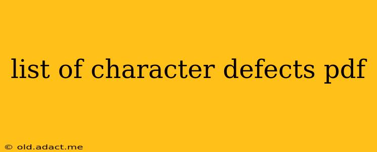 list of character defects pdf