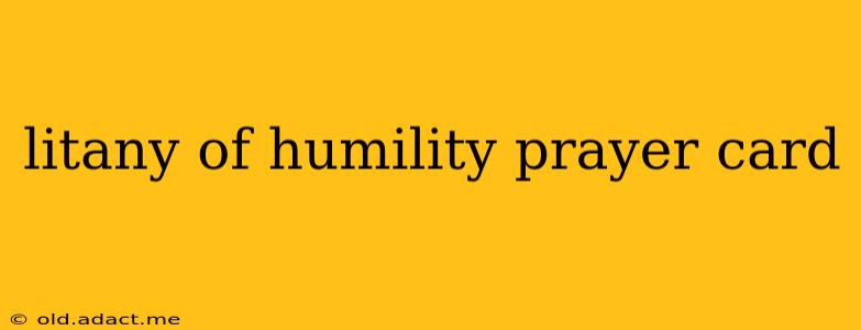 litany of humility prayer card