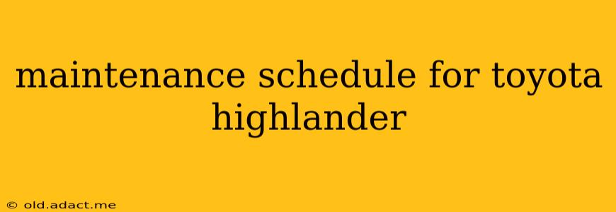 maintenance schedule for toyota highlander