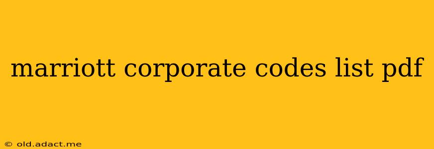 marriott corporate codes list pdf