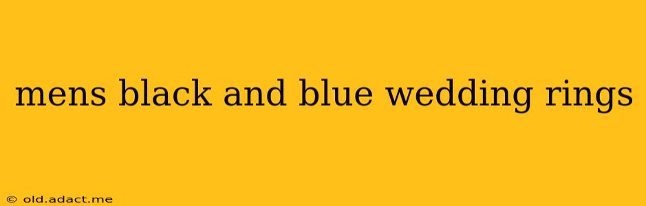 mens black and blue wedding rings