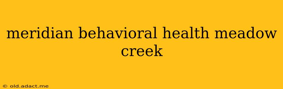 meridian behavioral health meadow creek