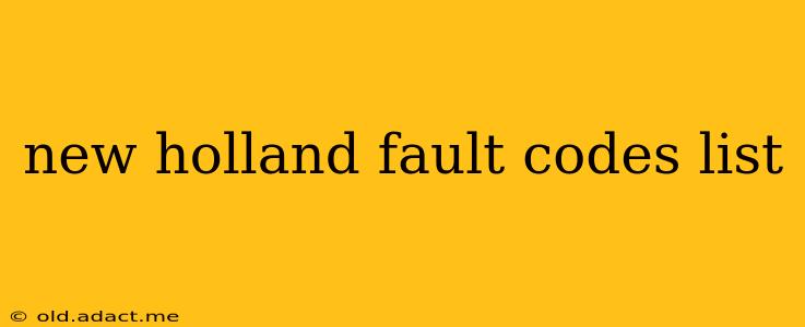 new holland fault codes list