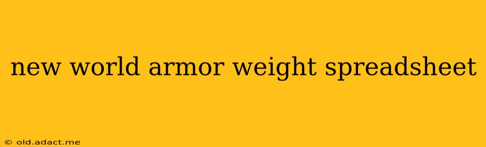 new world armor weight spreadsheet