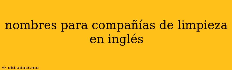 nombres para compañías de limpieza en inglés