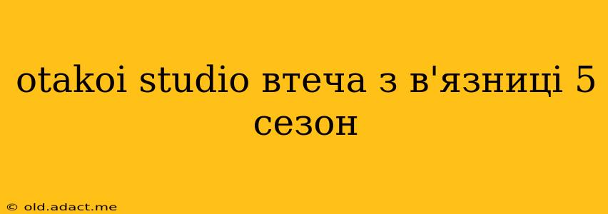 otakoi studio втеча з в'язниці 5 сезон