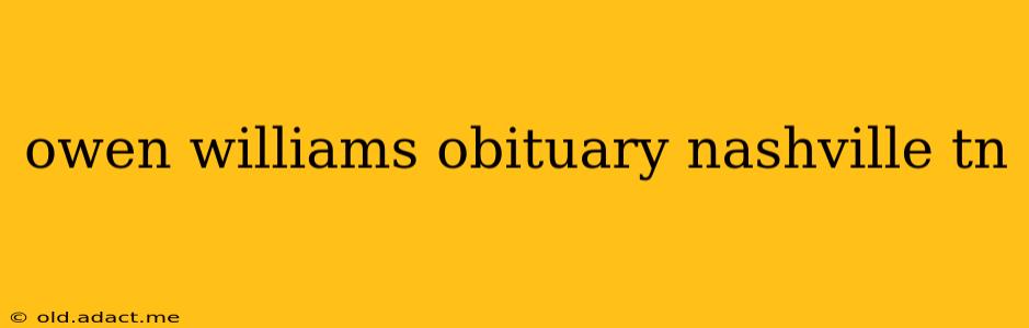 owen williams obituary nashville tn