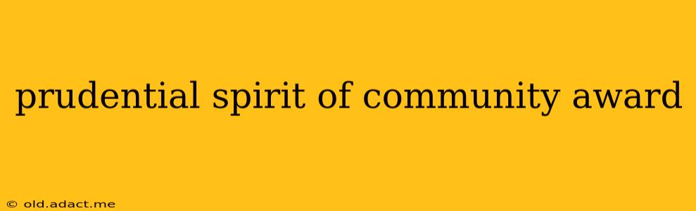 prudential spirit of community award