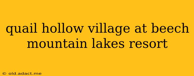 quail hollow village at beech mountain lakes resort