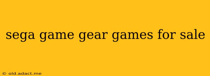 sega game gear games for sale