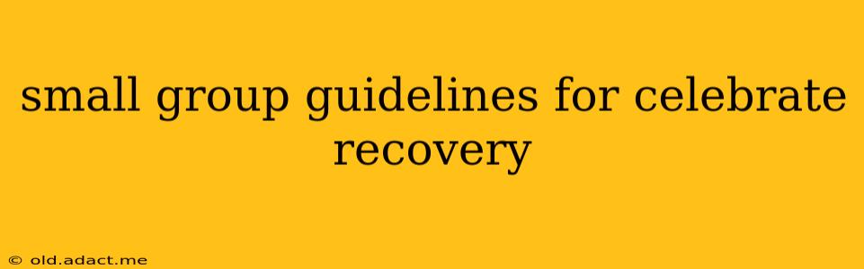small group guidelines for celebrate recovery