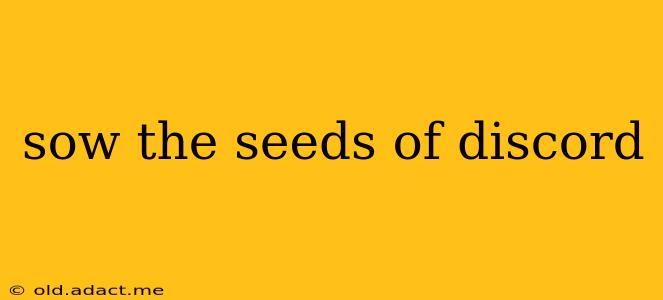 sow the seeds of discord