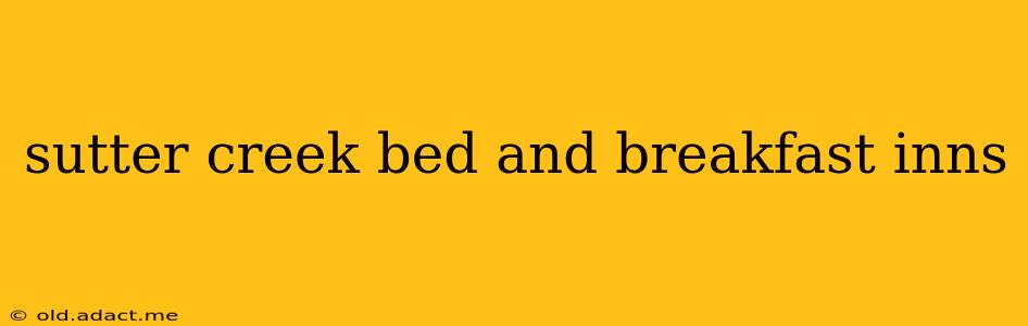 sutter creek bed and breakfast inns
