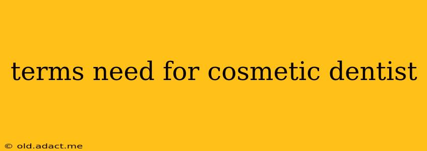 terms need for cosmetic dentist