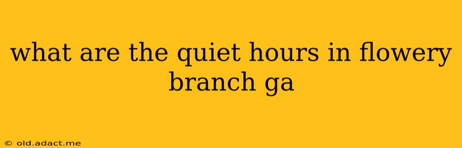 what are the quiet hours in flowery branch ga