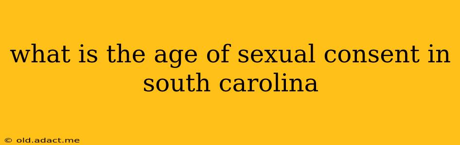 what is the age of sexual consent in south carolina
